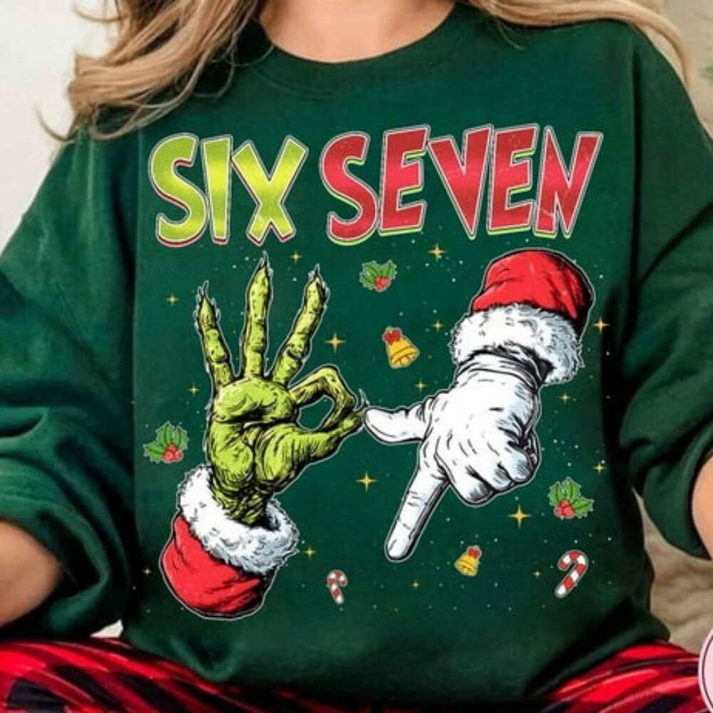Six Seven Meme Sweatshirt, Funny Mean Guy Christmas Sweater, Viral 6 7 Joke 05